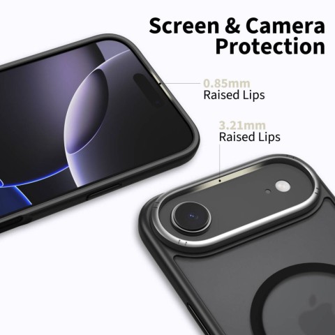 
„iPhone 17 Air MagSafe MagEdge“ apsauginis dėklas – matinės juodos spalvos
