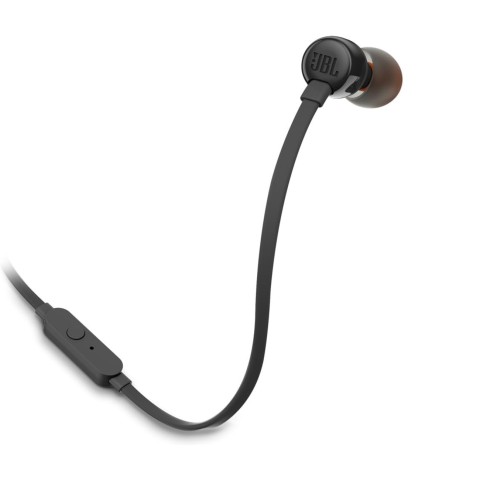 
JBL Tune 110 laidinės į ausis įdedamos ausinės su nuotolinio valdymo pultu, 3,5 mm mini lizdu – juodos
