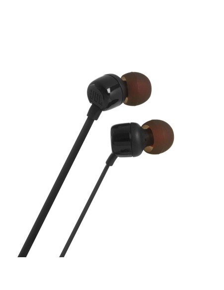 
JBL Tune 110 laidinės į ausis įdedamos ausinės su nuotolinio valdymo pultu, 3,5 mm mini lizdu – juodos
