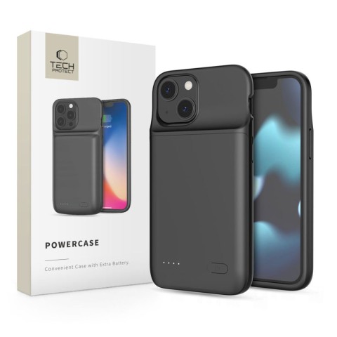 
„iPhone 12 mini / 13 mini“ dėklas su 4700 mAh „PowerCase“ išorine baterija – juodas
