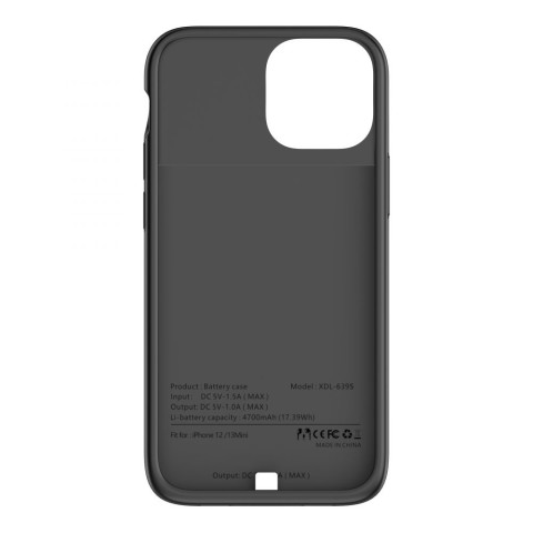 
„iPhone 12 mini / 13 mini“ dėklas su 4700 mAh „PowerCase“ išorine baterija – juodas

