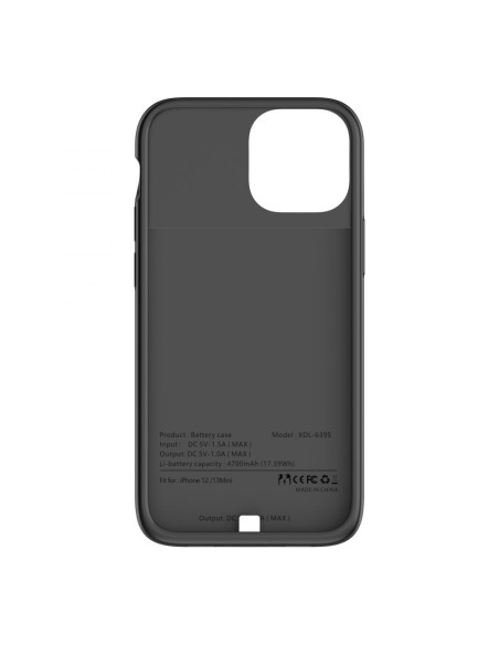 
„iPhone 12 mini / 13 mini“ dėklas su 4700 mAh „PowerCase“ išorine baterija – juodas
