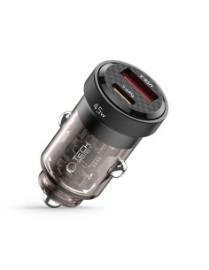 
USB-C USB-A CC45W QC 45W automobilinis įkroviklis – juodas
