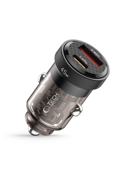 
USB-C USB-A CC45W QC 45W automobilinis įkroviklis – juodas
