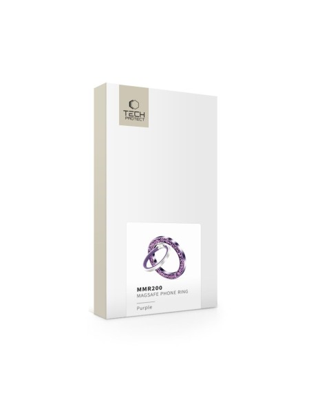 
Magnetinis žiedo formos laikiklis išmaniajam telefonui ant piršto „MagSafe“ – violetinis su kristalais
