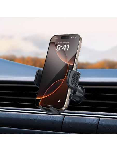 
V8 automobilio išmaniojo telefono laikiklis prietaisų skydeliui, priekiniam stiklui, oro išleidimo angai - juodas
