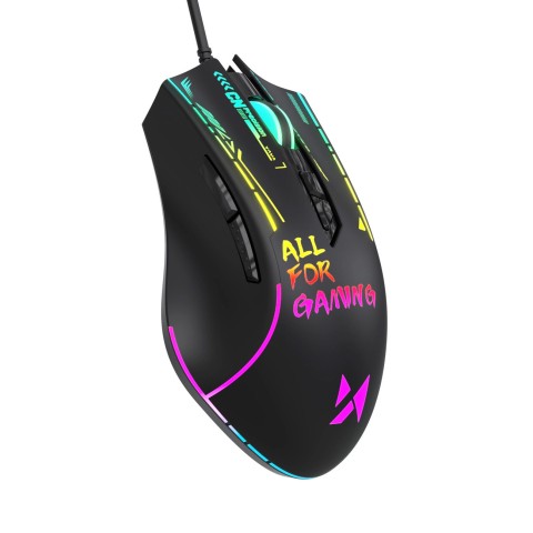 
Laidinė optinė žaidimų pelė, su foniniu apšvietimu, 7 mygtukais, 7200 DPI RGB - juoda
