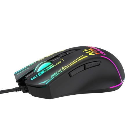 
Laidinė optinė žaidimų pelė, su foniniu apšvietimu, 7 mygtukais, 7200 DPI RGB - juoda
