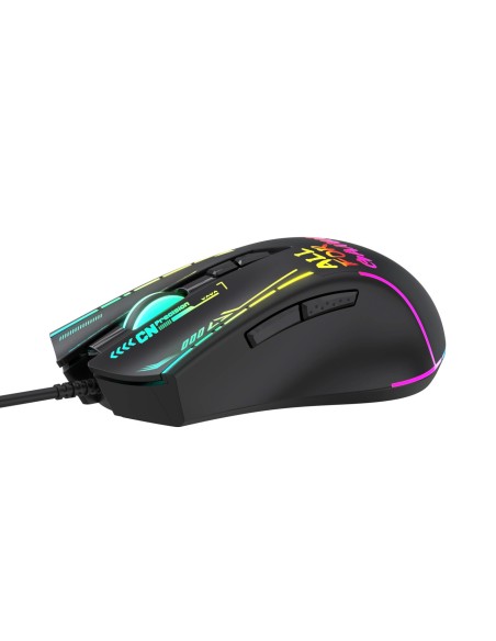 
Laidinė optinė žaidimų pelė, su foniniu apšvietimu, 7 mygtukais, 7200 DPI RGB - juoda
