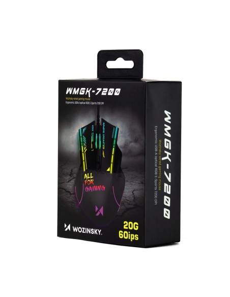 
Laidinė optinė žaidimų pelė, su foniniu apšvietimu, 7 mygtukais, 7200 DPI RGB - juoda
