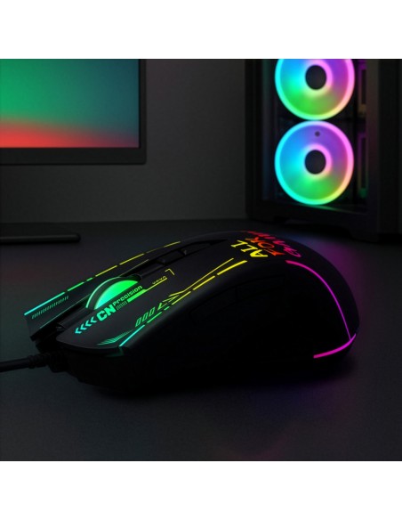 
Laidinė optinė žaidimų pelė, su foniniu apšvietimu, 7 mygtukais, 7200 DPI RGB - juoda
