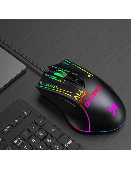 
Laidinė optinė žaidimų pelė, su foniniu apšvietimu, 7 mygtukais, 7200 DPI RGB - juoda
