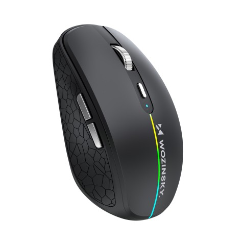 
Belaidė 6 mygtukų „Bluetooth“ 1600 DPI RGB apšviesta pelė – juoda
