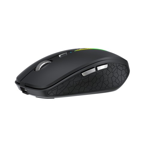 
Belaidė 6 mygtukų „Bluetooth“ 1600 DPI RGB apšviesta pelė – juoda
