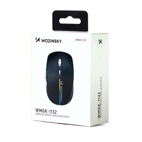 
Belaidė 6 mygtukų „Bluetooth“ 1600 DPI RGB apšviesta pelė – juoda
