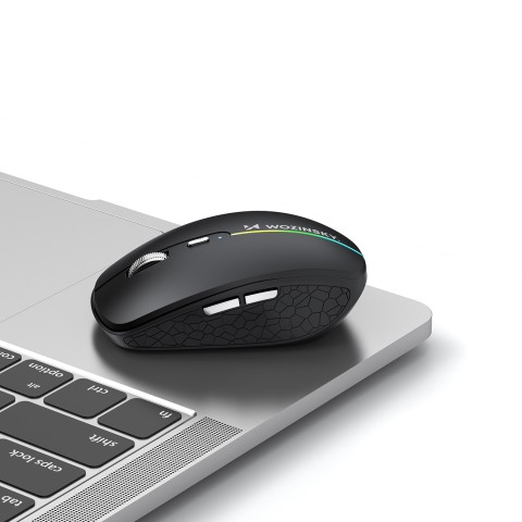 
Belaidė 6 mygtukų „Bluetooth“ 1600 DPI RGB apšviesta pelė – juoda

