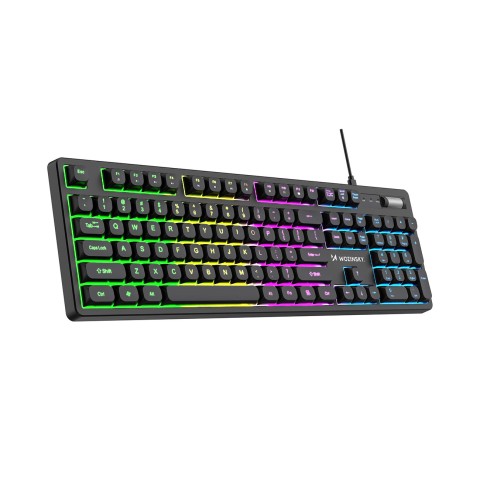 
Apšviesta membraninė klaviatūra su RGB žaidimų slinkties ratuku - juoda

