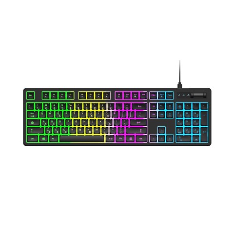 
Apšviesta membraninė klaviatūra su RGB žaidimų slinkties ratuku - juoda
