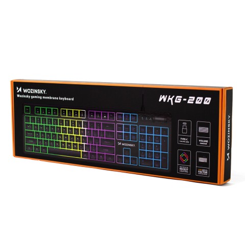 
Apšviesta membraninė klaviatūra su RGB žaidimų slinkties ratuku - juoda
