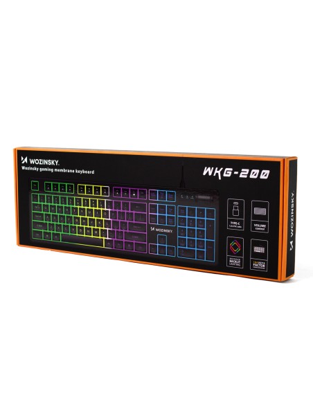 
Apšviesta membraninė klaviatūra su RGB žaidimų slinkties ratuku - juoda

