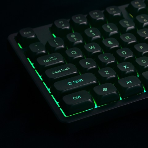 
Apšviesta membraninė klaviatūra su RGB žaidimų slinkties ratuku - juoda
