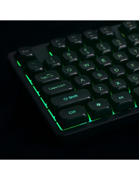
Apšviesta membraninė klaviatūra su RGB žaidimų slinkties ratuku - juoda
