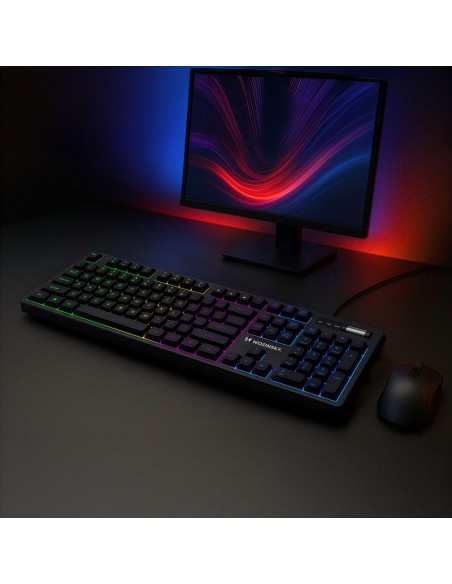
Apšviesta membraninė klaviatūra su RGB žaidimų slinkties ratuku - juoda
