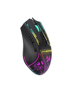 
Belaidė optinė žaidimų pelė su įkraunama baterija ir RGB apšvietimu, 3200 DPI - juoda
