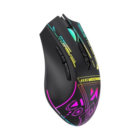 
Belaidė optinė žaidimų pelė su įkraunama baterija ir RGB apšvietimu, 3200 DPI - juoda
