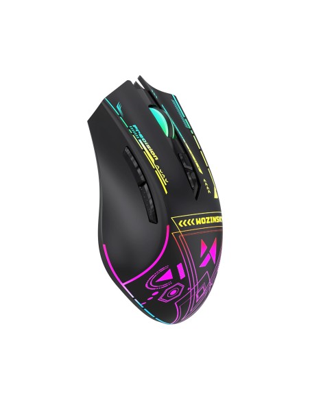 
Belaidė optinė žaidimų pelė su įkraunama baterija ir RGB apšvietimu, 3200 DPI - juoda
