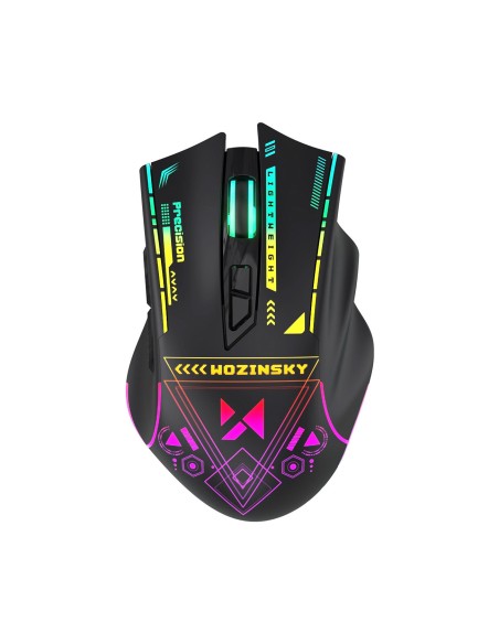 
Belaidė optinė žaidimų pelė su įkraunama baterija ir RGB apšvietimu, 3200 DPI - juoda
