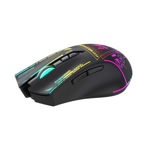 
Belaidė optinė žaidimų pelė su įkraunama baterija ir RGB apšvietimu, 3200 DPI - juoda

