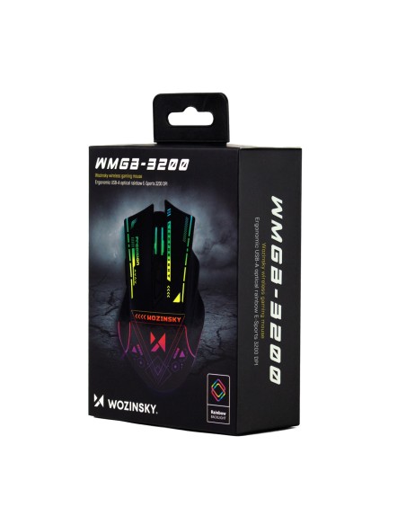 
Belaidė optinė žaidimų pelė su įkraunama baterija ir RGB apšvietimu, 3200 DPI - juoda
