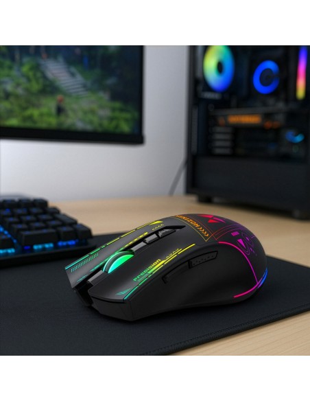 
Belaidė optinė žaidimų pelė su įkraunama baterija ir RGB apšvietimu, 3200 DPI - juoda
