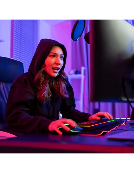 
Belaidė optinė žaidimų pelė su įkraunama baterija ir RGB apšvietimu, 3200 DPI - juoda
