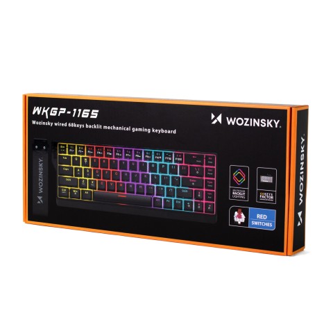 
USB-A RGB mechaninė žaidimų klaviatūra su foniniu apšvietimu - juoda
