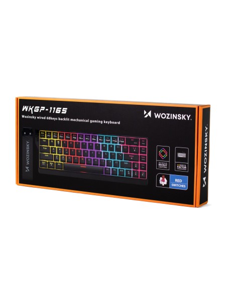 
USB-A RGB mechaninė žaidimų klaviatūra su foniniu apšvietimu - juoda
