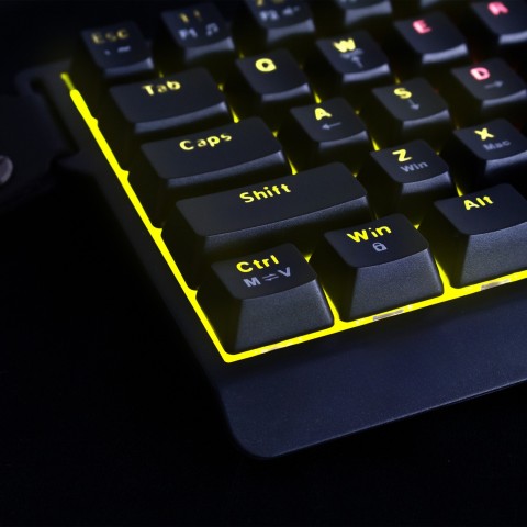 
USB-A RGB mechaninė žaidimų klaviatūra su foniniu apšvietimu - juoda
