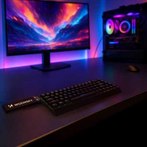 
USB-A RGB mechaninė žaidimų klaviatūra su foniniu apšvietimu - juoda
