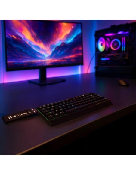 
USB-A RGB mechaninė žaidimų klaviatūra su foniniu apšvietimu - juoda
