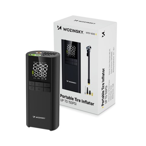 
Kompresorius, elektrinis siurblys, išorinė baterija, žibintuvėlis, 150 PSI, 8000mAh - juodas
