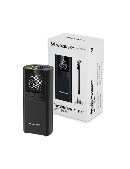 
Kompresorius, elektrinis siurblys, išorinė baterija, žibintuvėlis, 150 PSI, 8000mAh - juodas
