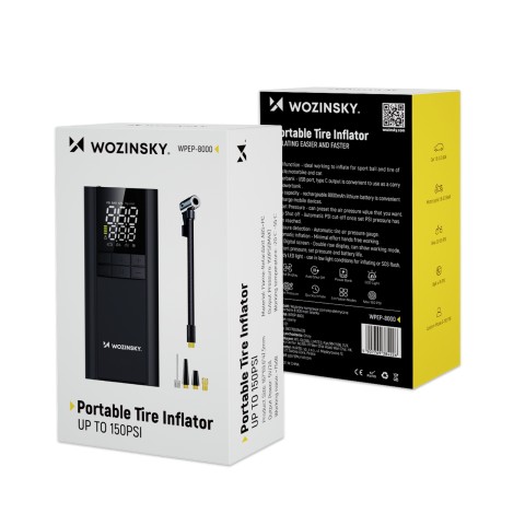 
Kompresorius, elektrinis siurblys, išorinė baterija, žibintuvėlis, 150 PSI, 8000mAh - juodas
