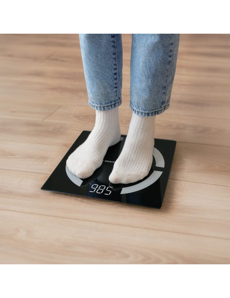 
Išmaniosios analitinės vonios svarstyklės su „Bluetooth“ 180 kg – juodos
