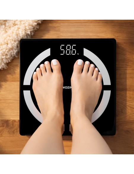 
Išmaniosios analitinės vonios svarstyklės su „Bluetooth“ 180 kg – juodos
