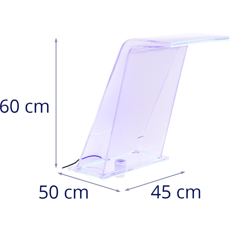 Krioklio snapelis su LED apšvietimu 45 cm, vandens srautas 395 mm
