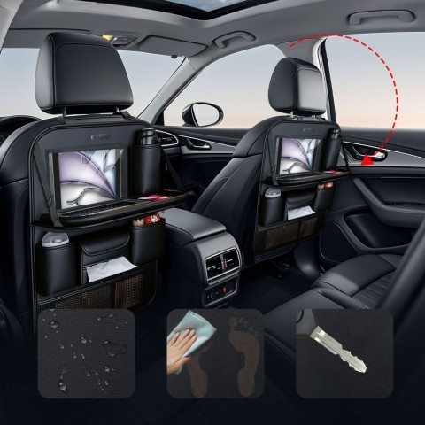 
Automobilio sėdynės organizatorius su lentyna ir kišenėmis - juodas
