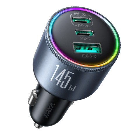 
USB-A USB-C automobilinis įkroviklis su 145 W laidu – tamsiai pilkas
