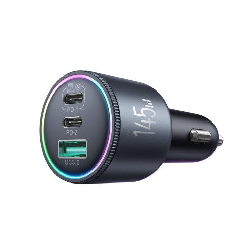 
USB-A USB-C automobilinis įkroviklis su 145 W laidu – tamsiai pilkas

