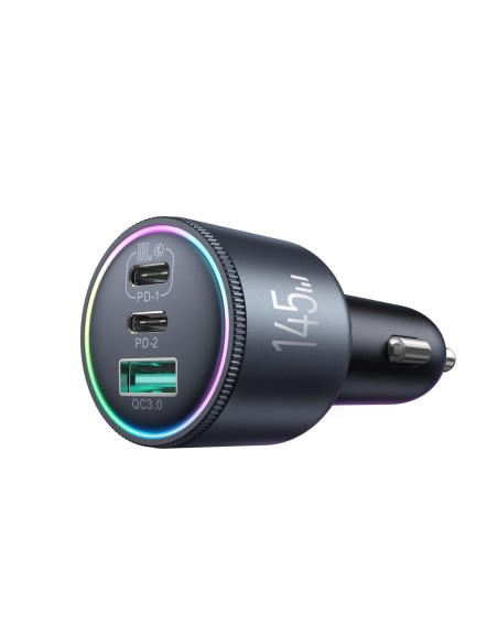 
USB-A USB-C automobilinis įkroviklis su 145 W laidu – tamsiai pilkas
